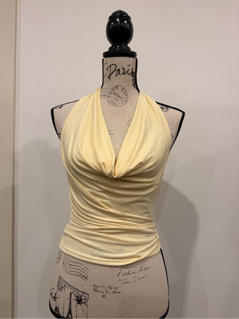 silence + noise Pale Yellow Draped Halter Camisole